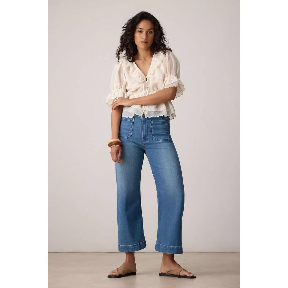 Maeve Colette High-Rise Wide-Leg Cropped Jeans size 28